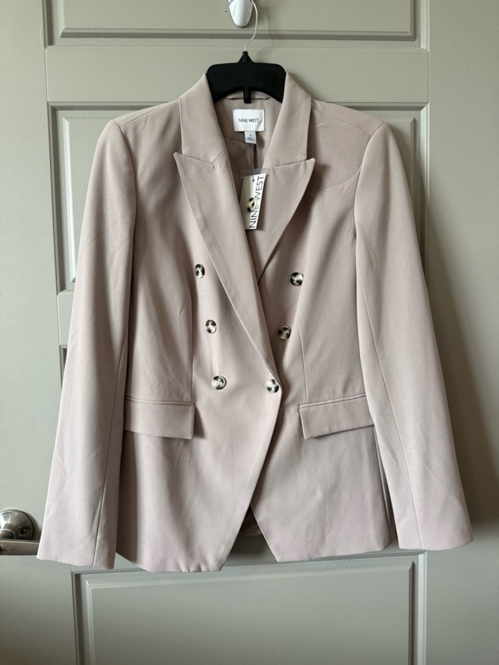 Nine West Beige Double-Breasted Blazer